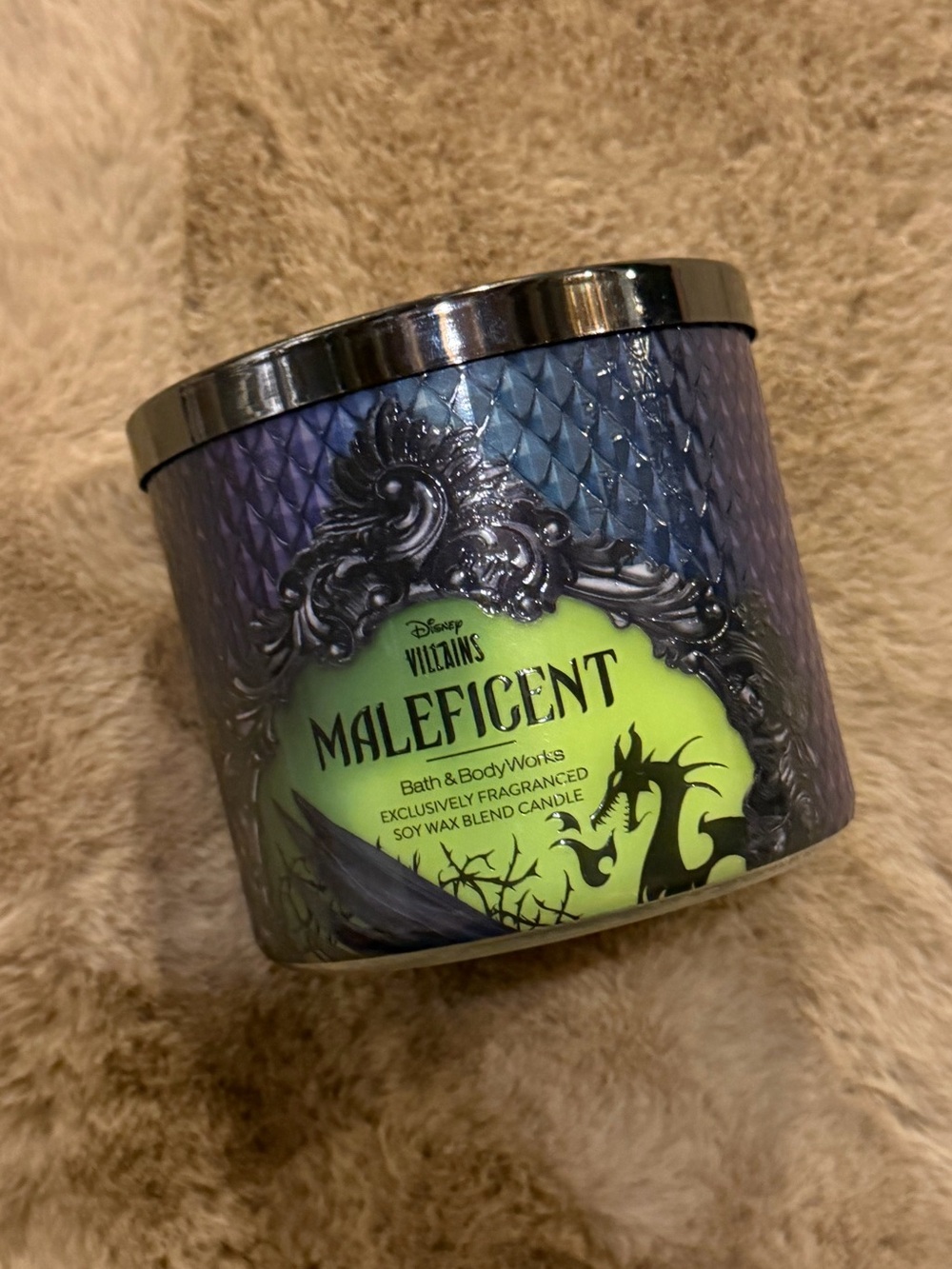 Bath & Body Works Maleficent Decorative Candle Disney Princess Topper BBW